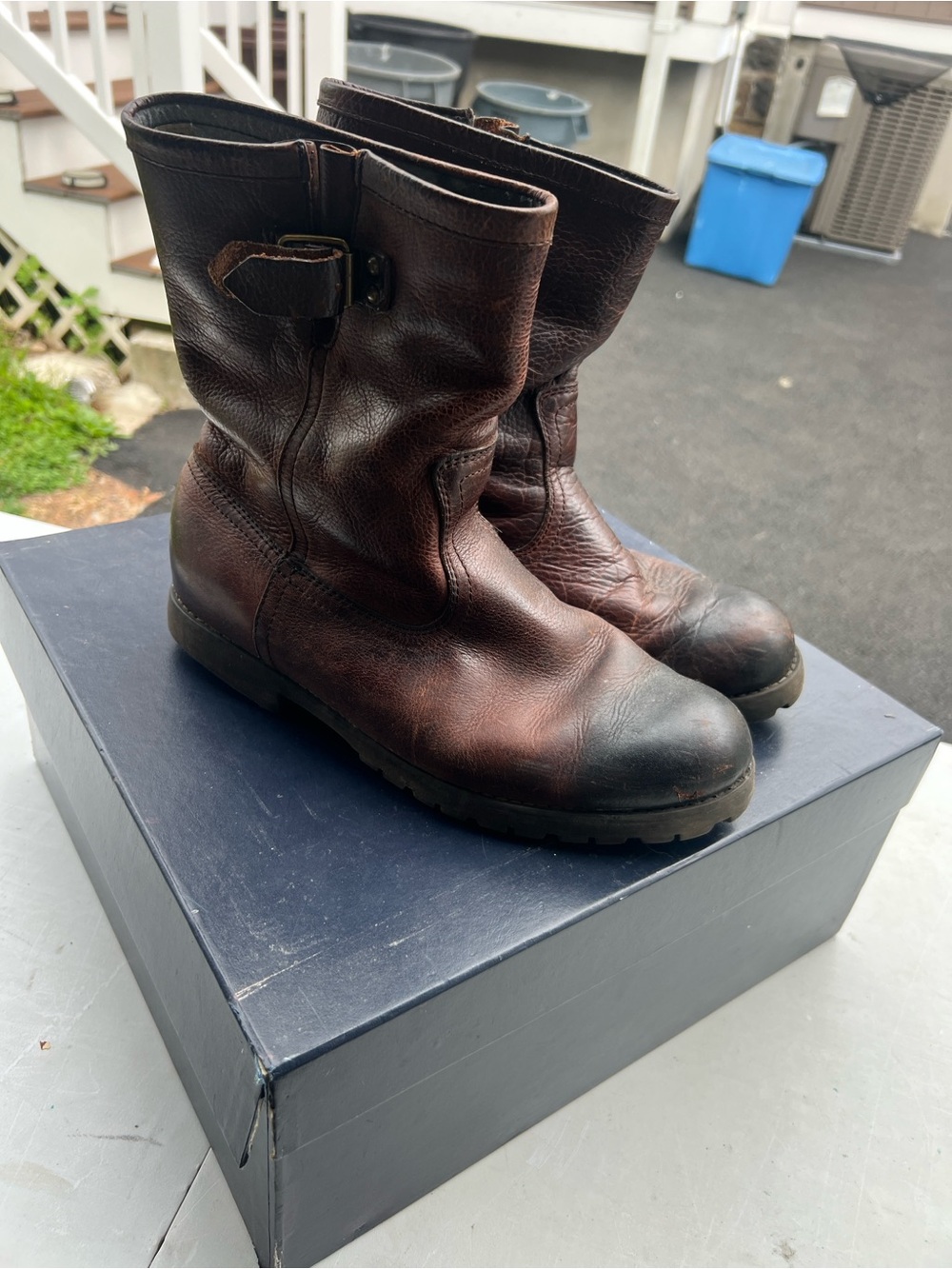 Ralph Lauren Denim & Supply Distressed Leather Moto Engineer Boots 11D Read Desc